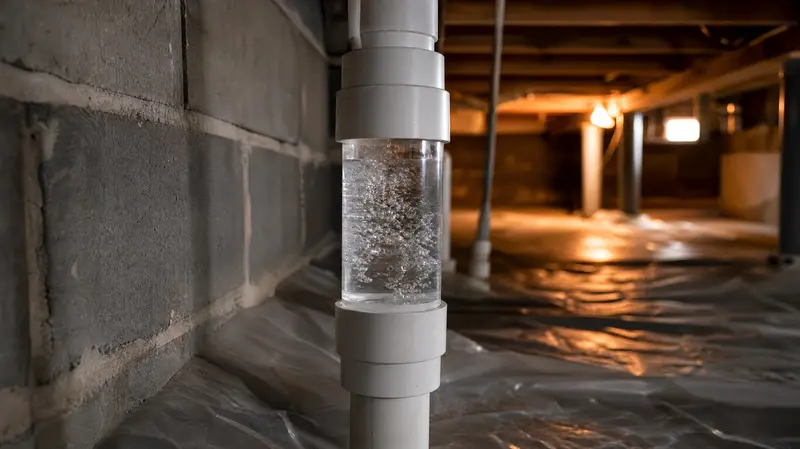 Water bubbling inside a clear aeration chamber