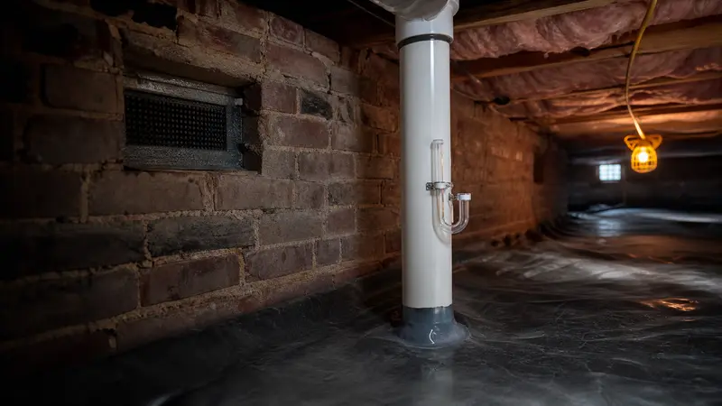 Foundation vent on the brick wall of a crawl space home
