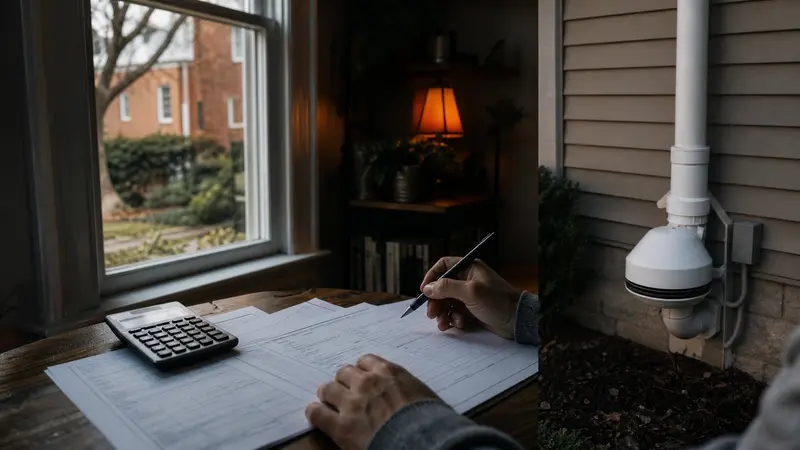 Blank tax forms, a pen and a calculator on a desk