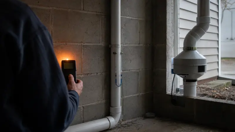Radon monitor running beside a finished system