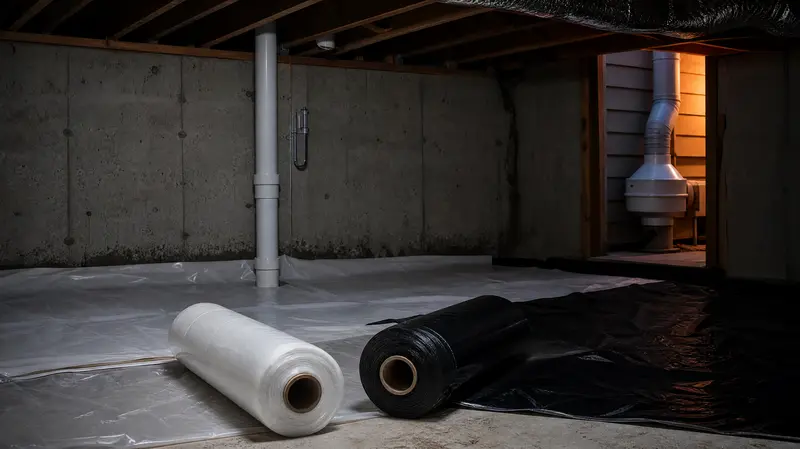 Rolls of thin and heavy plastic sheeting side by side