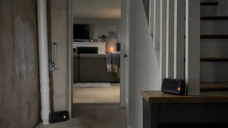 Two radon monitors on different floors of a home
